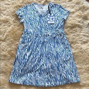 Diane Von Furstenberg Blue and White Zebra Print Kids Dress